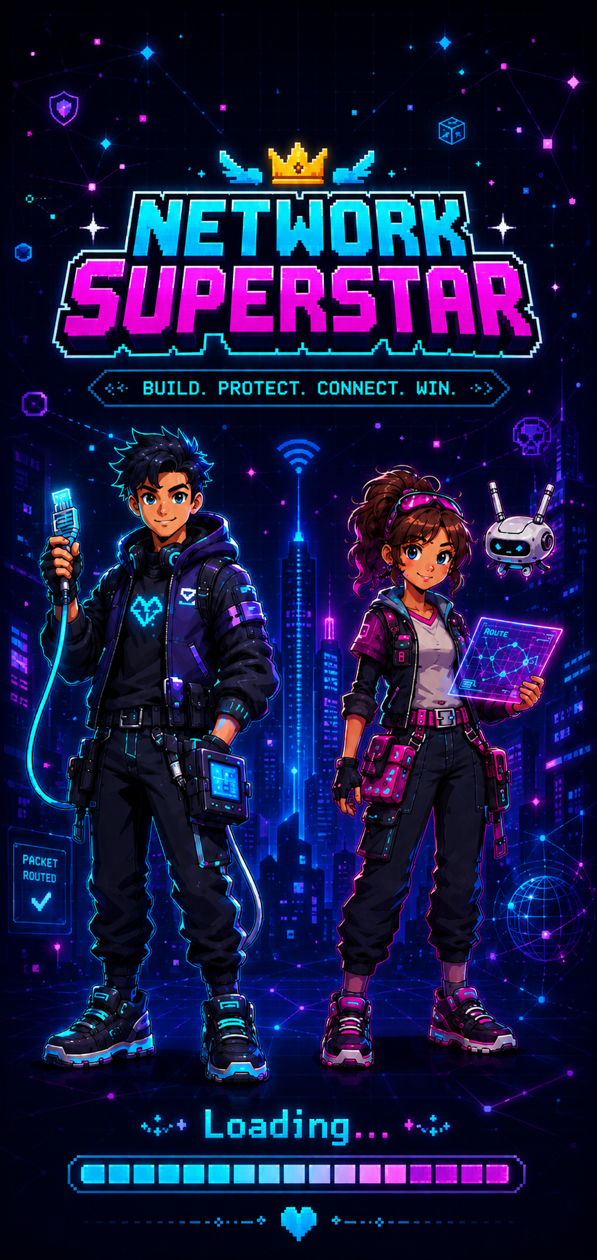 Network Superstar game artwork with two network technicians